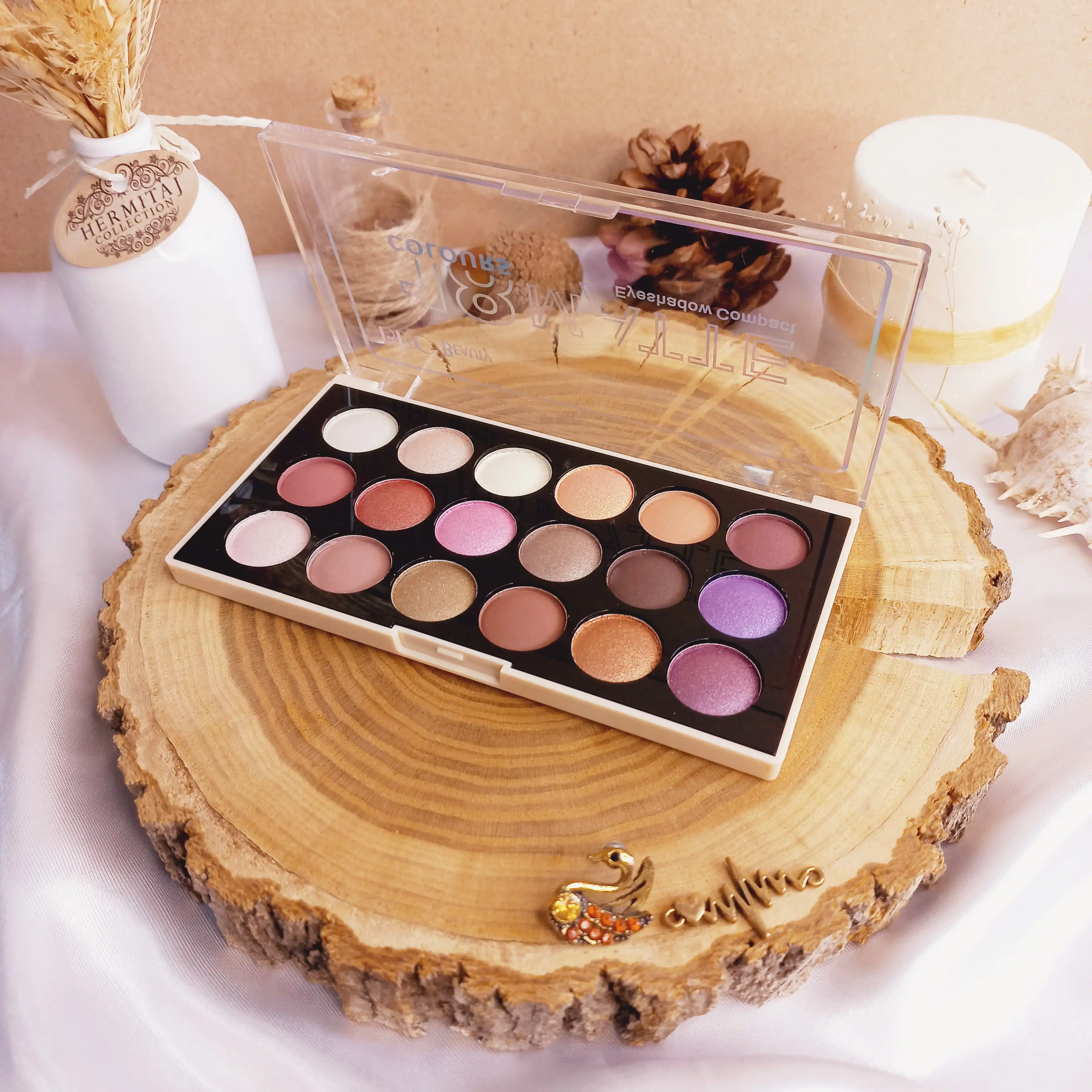 پالت سایه چشم و هایلاتیر 18 رنگ BBC BEAUTY مدل دایره ای