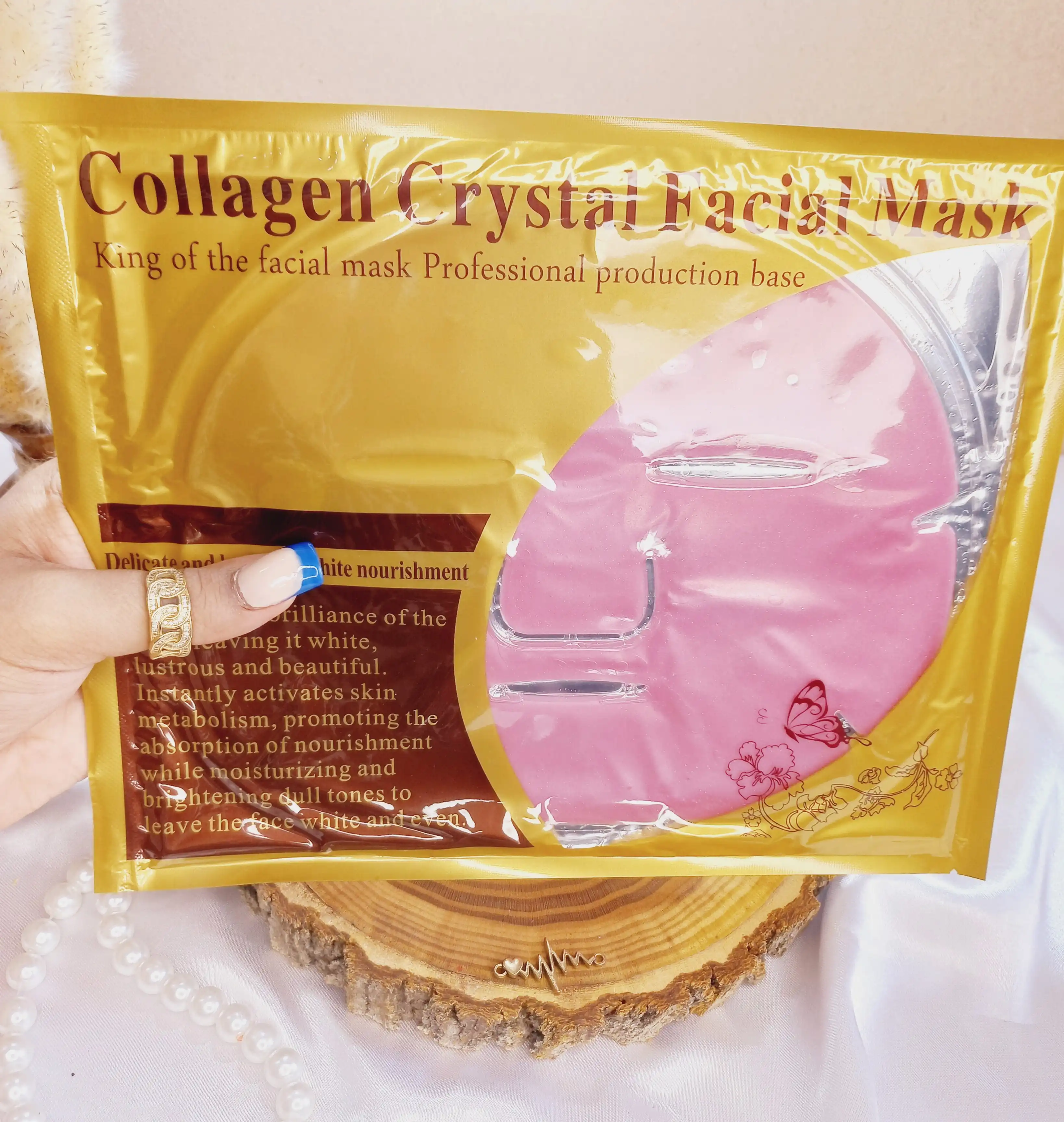 ماسک ورقه ای صورتی کلاژن بزرگ کریستال  crystal collagen |