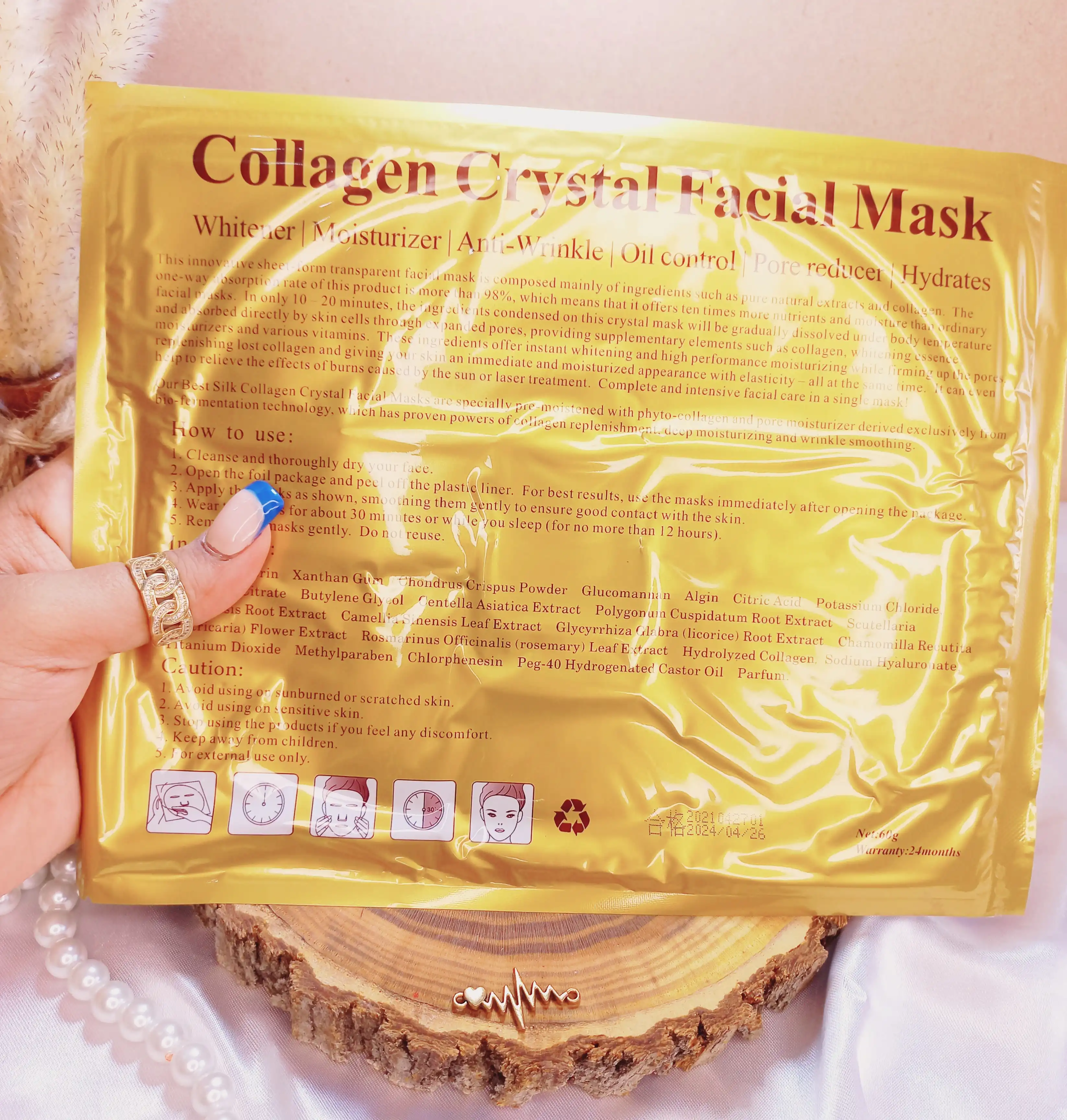 ماسک ورقه ای صورتی کلاژن بزرگ کریستال  crystal collagen |