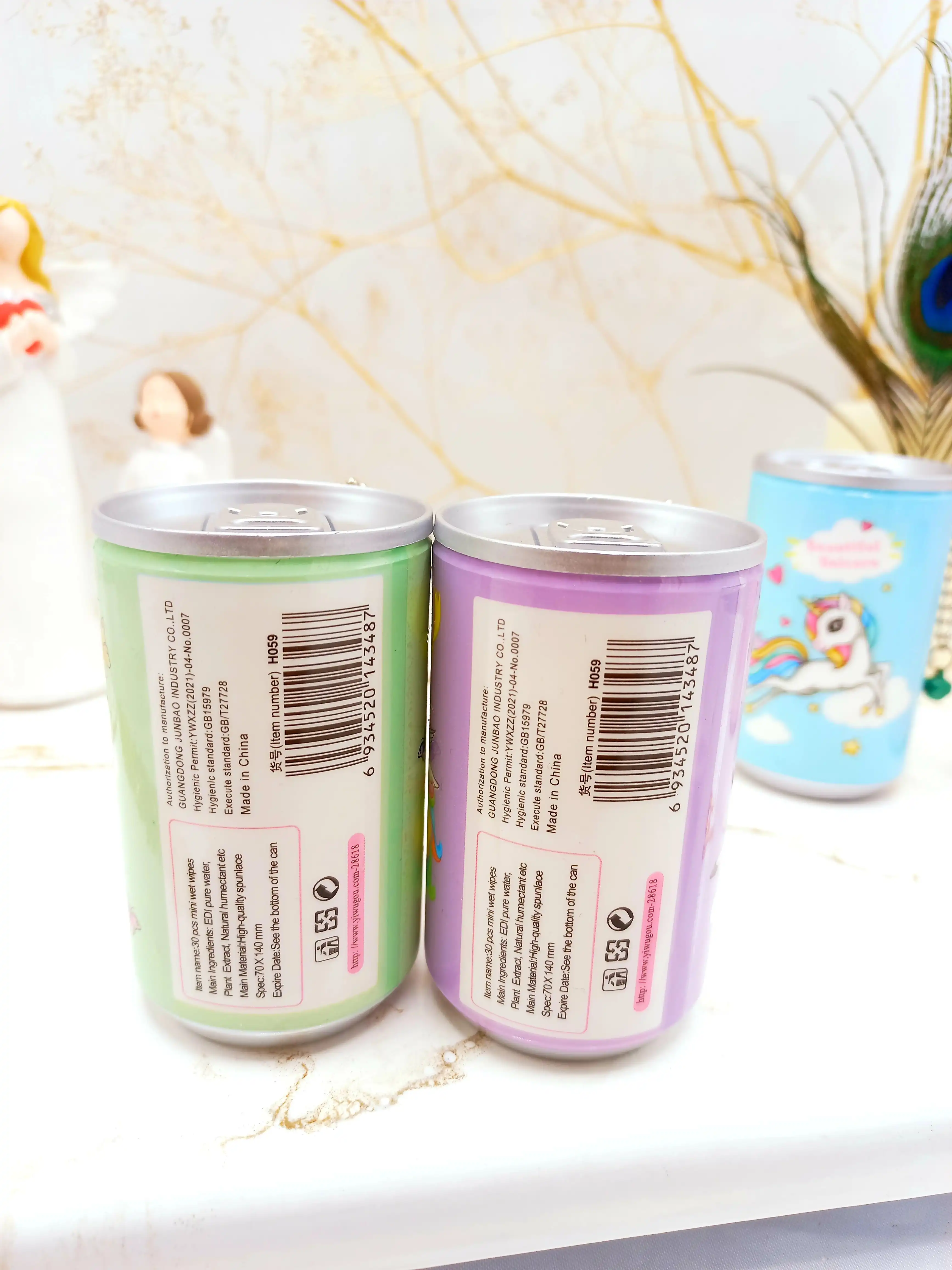 دستمال مرطوب قوطی دایره ای طرح اسب تک شاخ وارداتی و باکیفیت کد F021