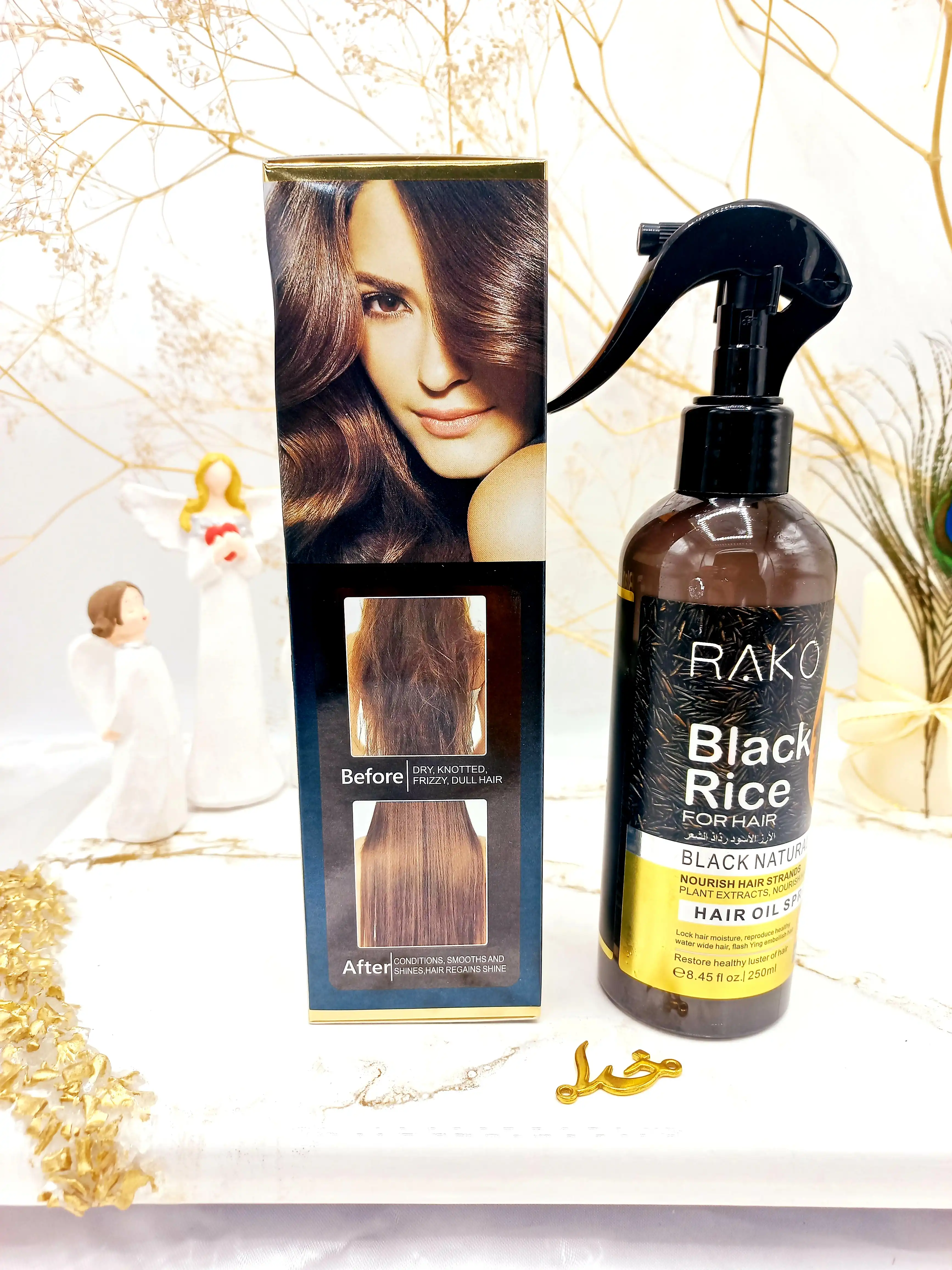 اسپری دو فاز مدل روغن برنج سیاه حجم 250 میل برند راکو RAKO اصلی کد RK1092| پخش عمده