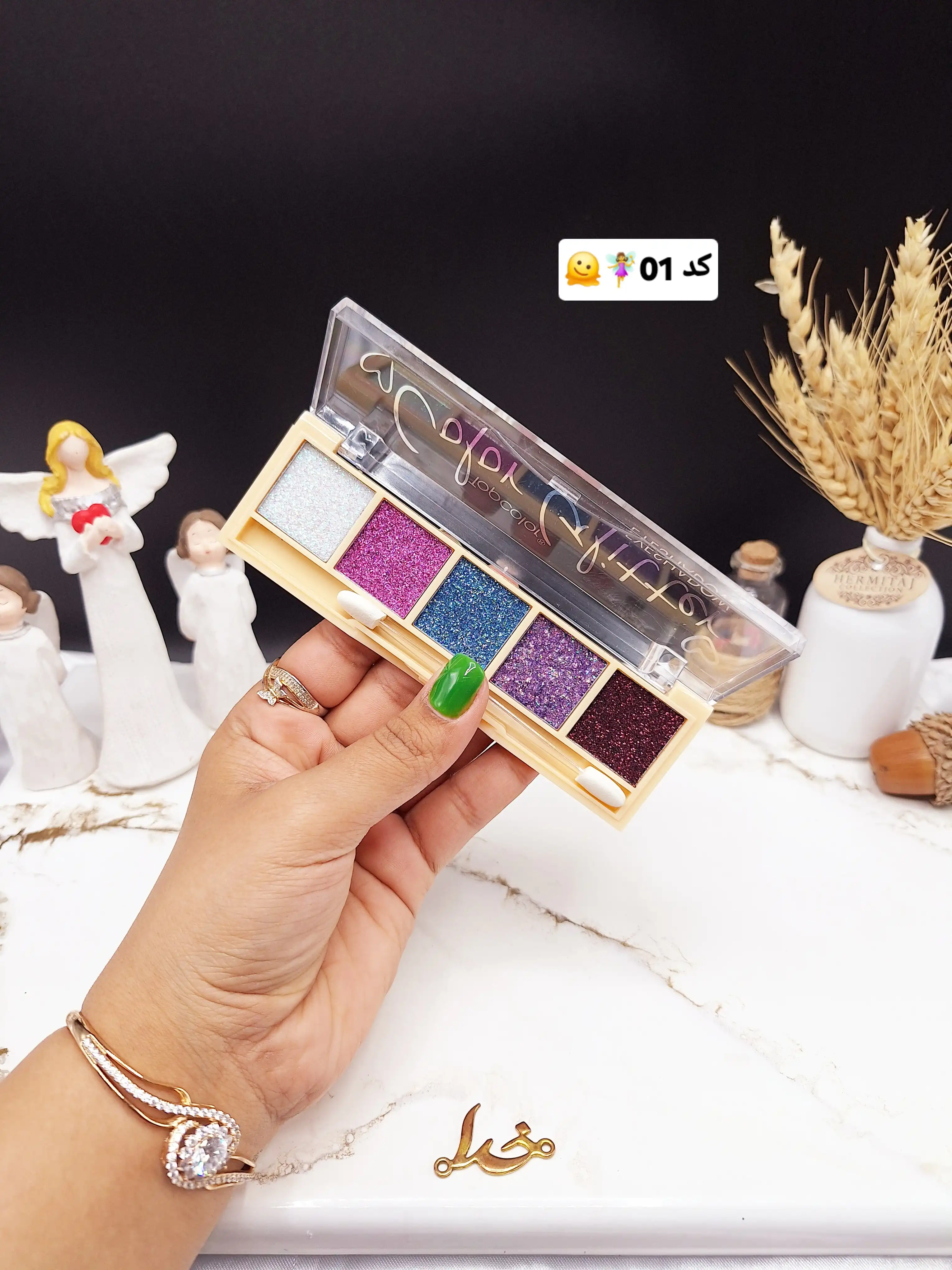 پالت سایه چشم گلیتری جذاب 5تایی Topcolor کد TC8003