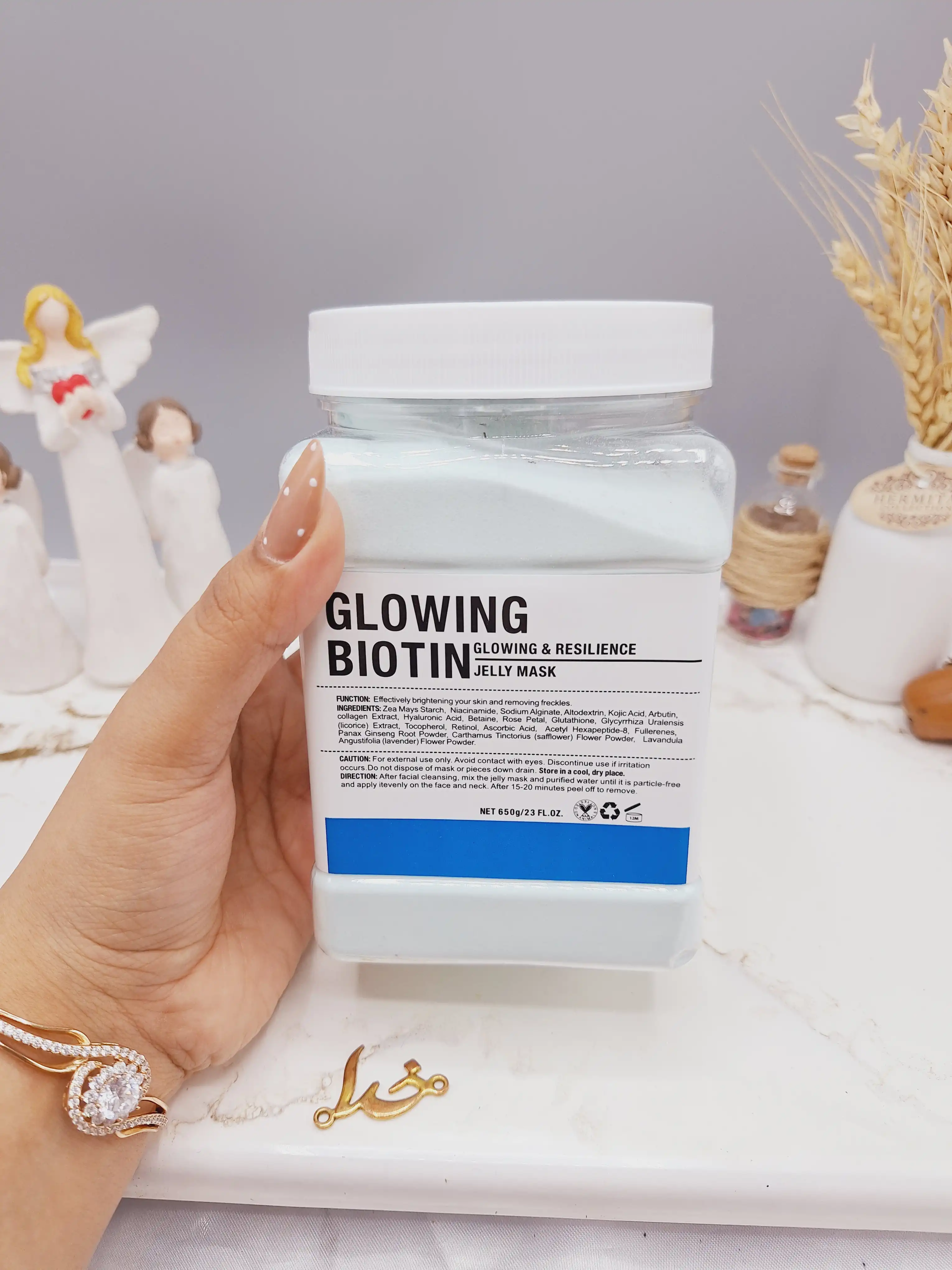 ماسک هیدروژلی گلووین بیوتین 650 گرمی GLOWING BIOTIN ساخت چین