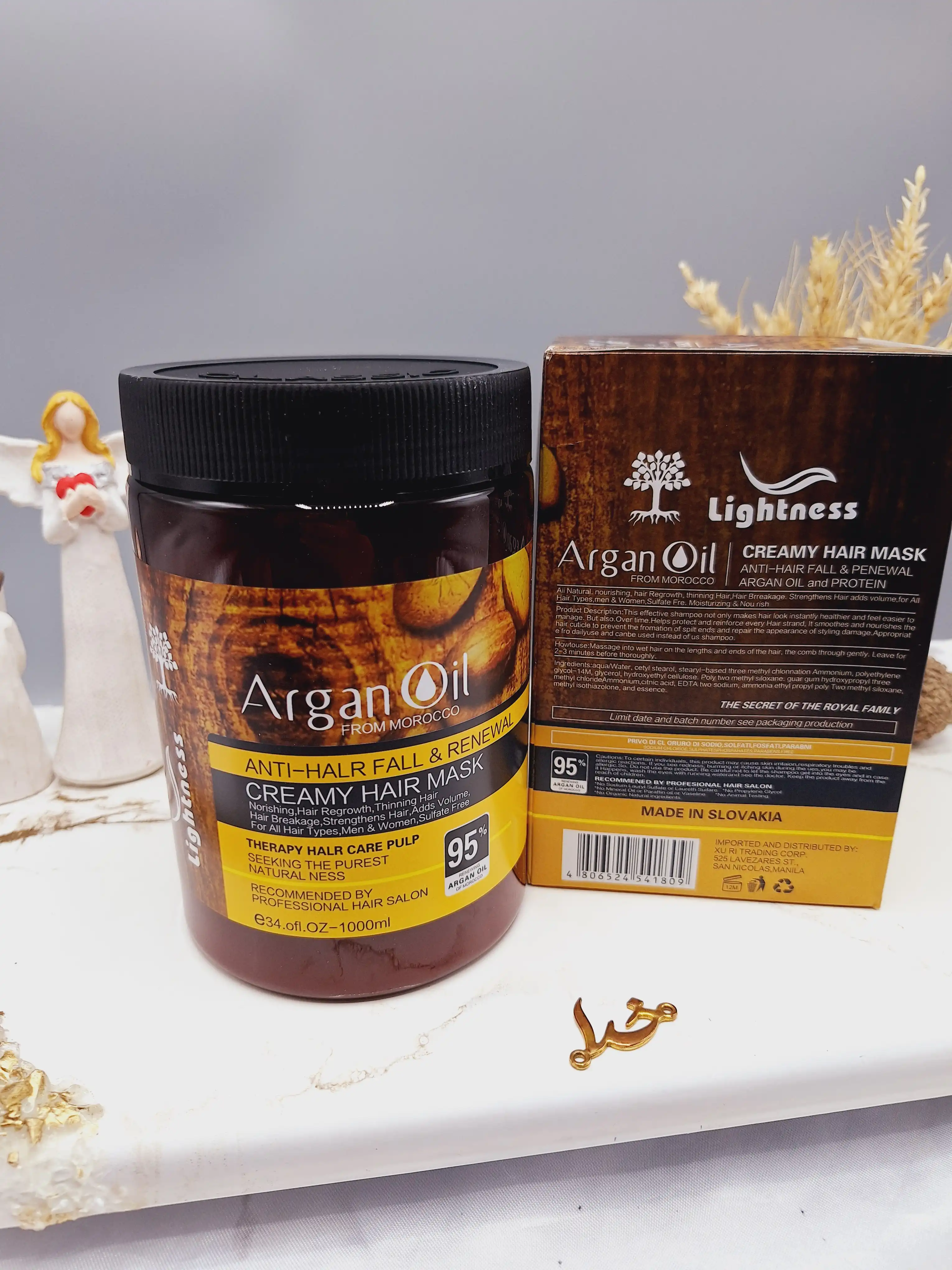 ماسک مو آرگان کراتینه مراکشی ساخت اسلواکی جعبه دار لایتنس 900 میل 95% ARGAN OIL
