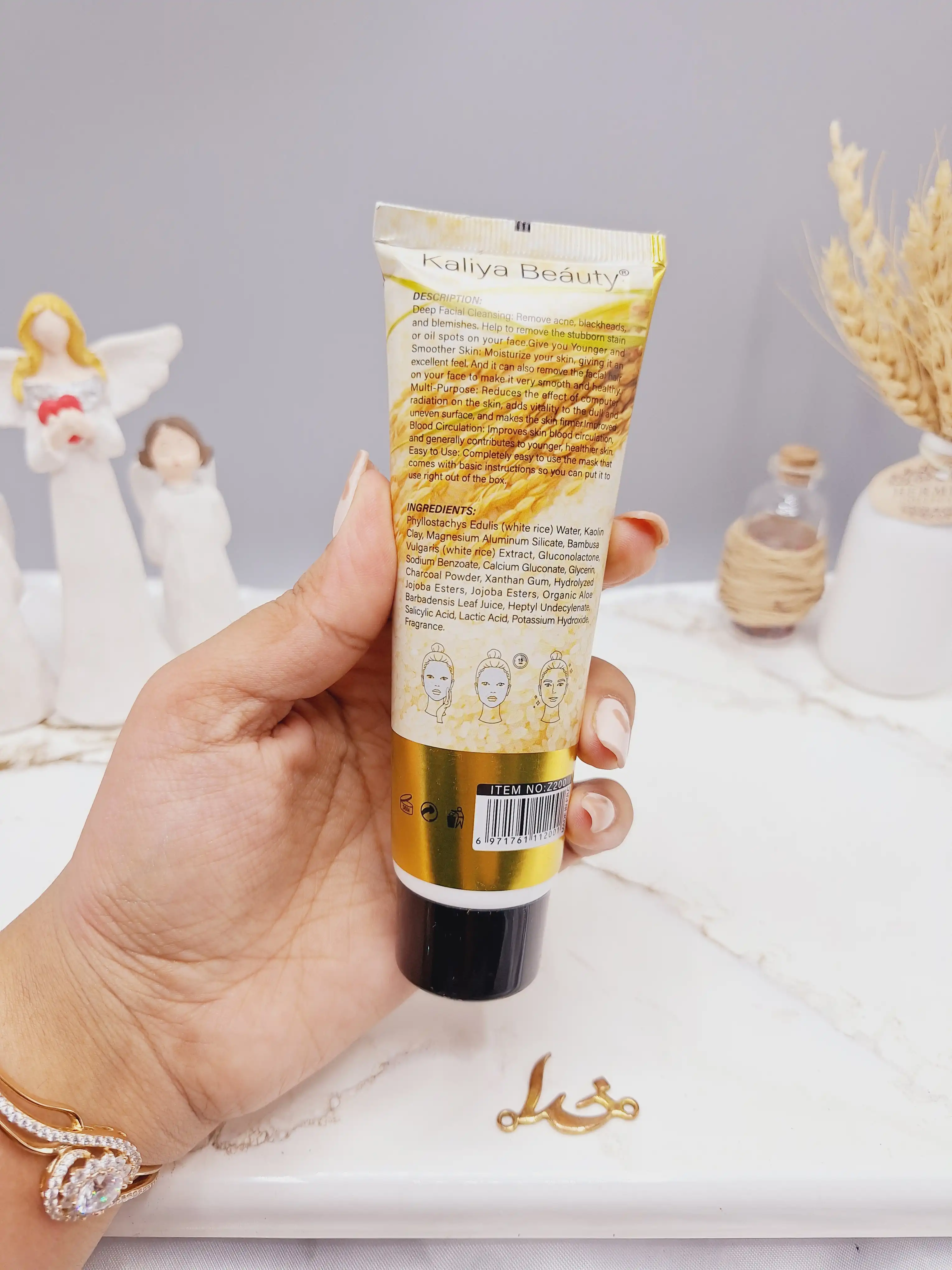 ماسک صورت برنج سفید کننده وترمیم کننده انواع پوست برند کایلی بیوتی KaliyaBeauty  کدZ200