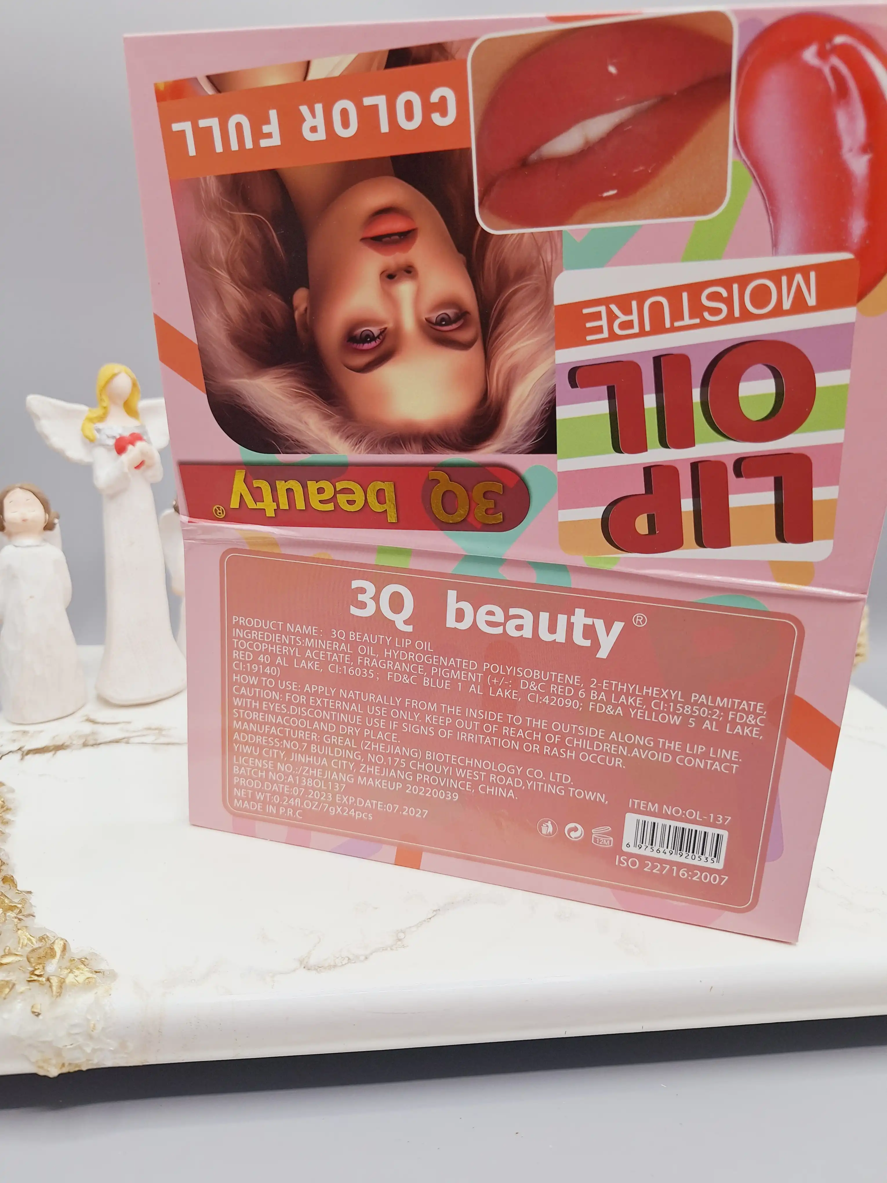 لیپ گلاس حرارتی فوق العاده زیبا برند 3Q beauty استوانه ای کد NO:OL-137