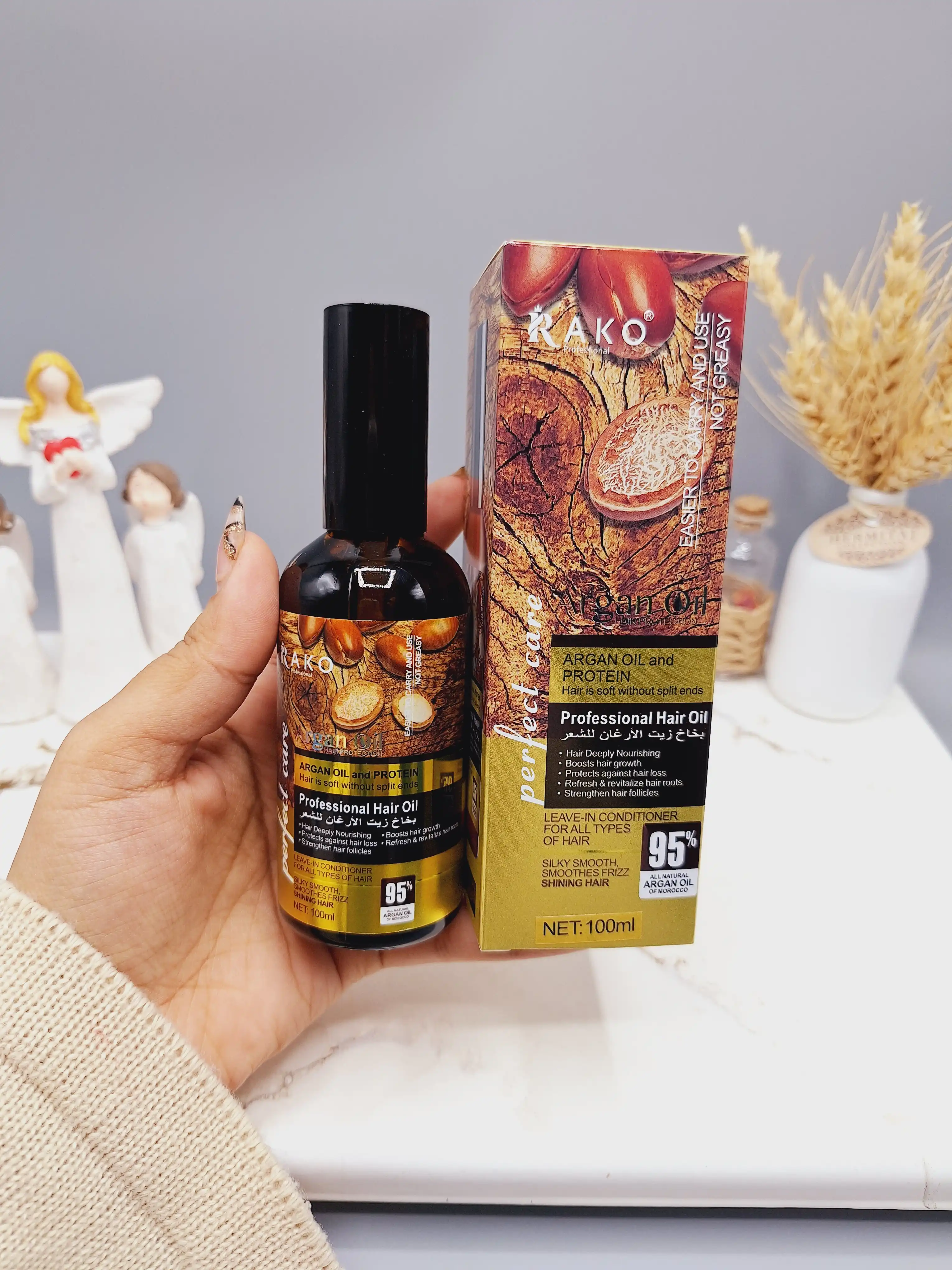 روغن و پروتئین آرگان مو راکو با 95 درصد عصاره طبیعی دانه میوه آرگان حجم 100ml کد 1190