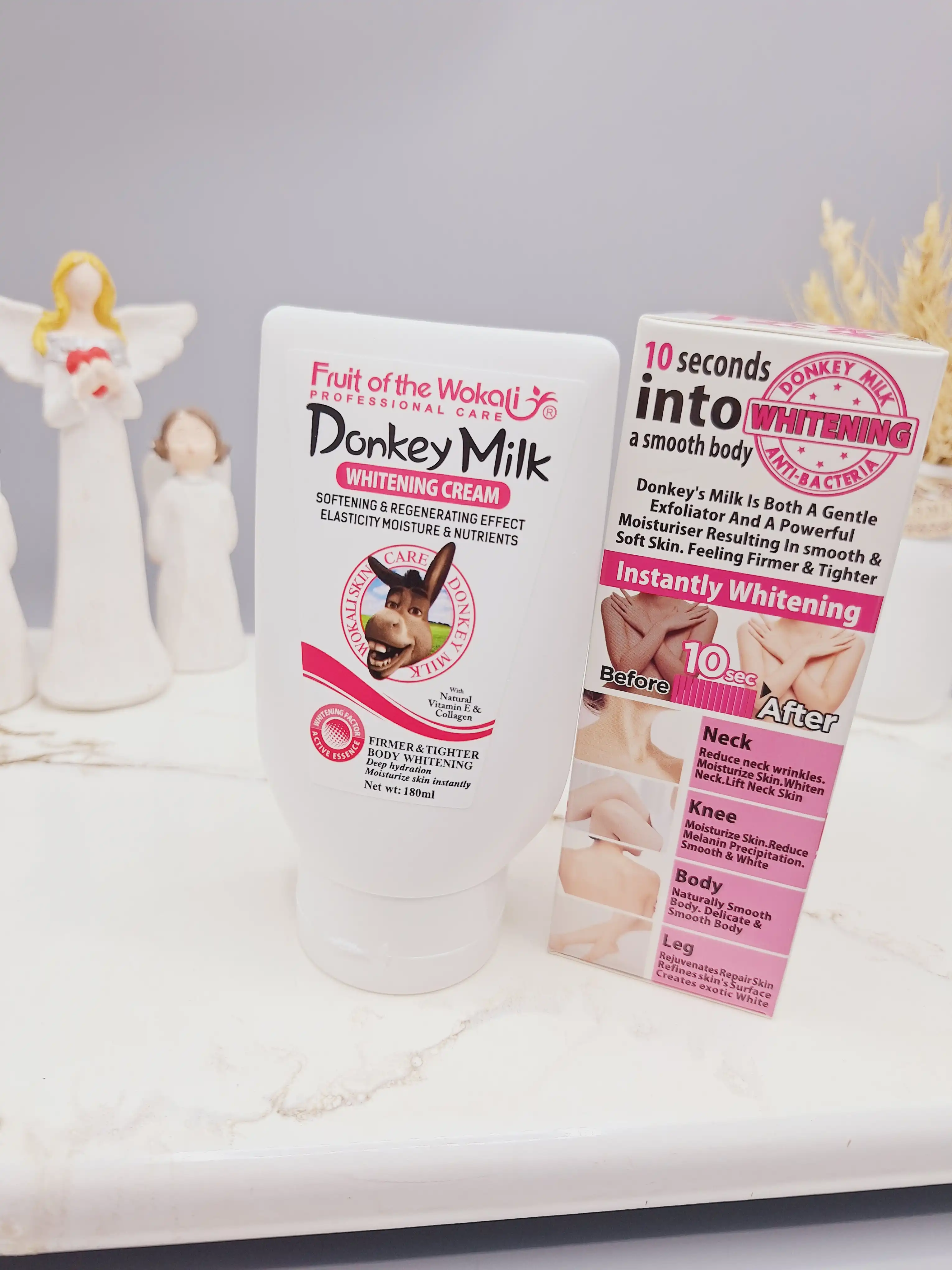 کرم سفید کننده و مرطوب کننده شیر الاغ صورت و بدن تا چندین درجه برند وکالی اصلی حجم 180 میل صورتی کد HA-3046