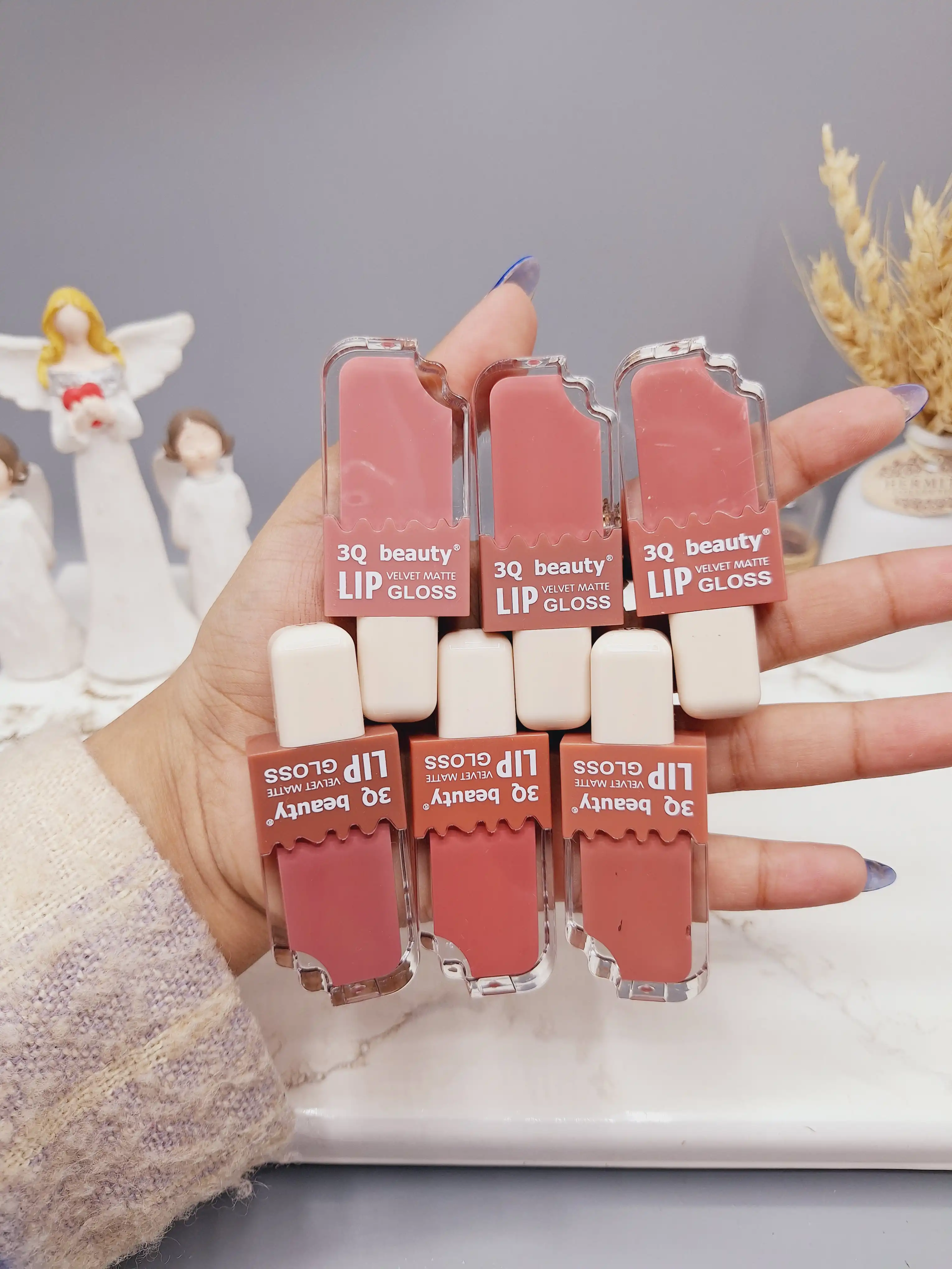 پک رژ مایع 6 تایی نود طرح بستنی برند 3Q بیوتی کد 228