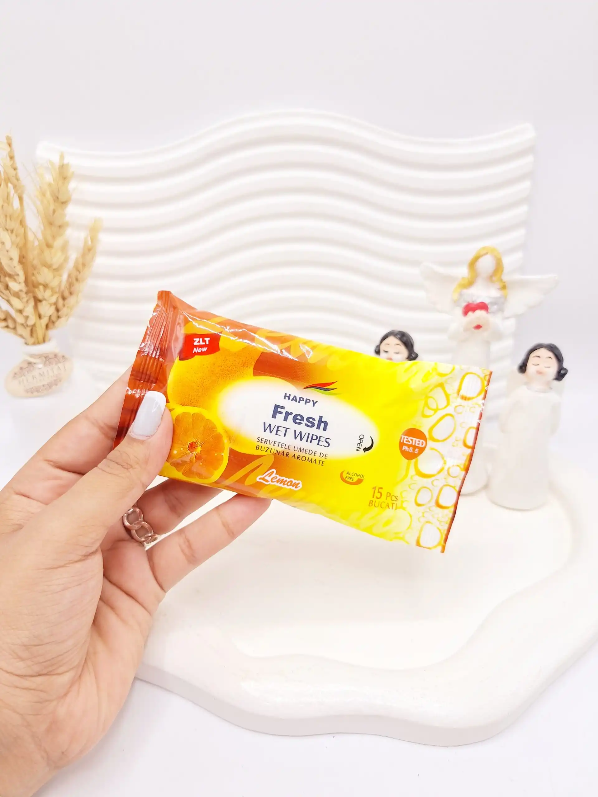 دستمال مرطوب اسانس میوه ای HAPPY Fresh WET WIPES 15 تایی کد 6273
