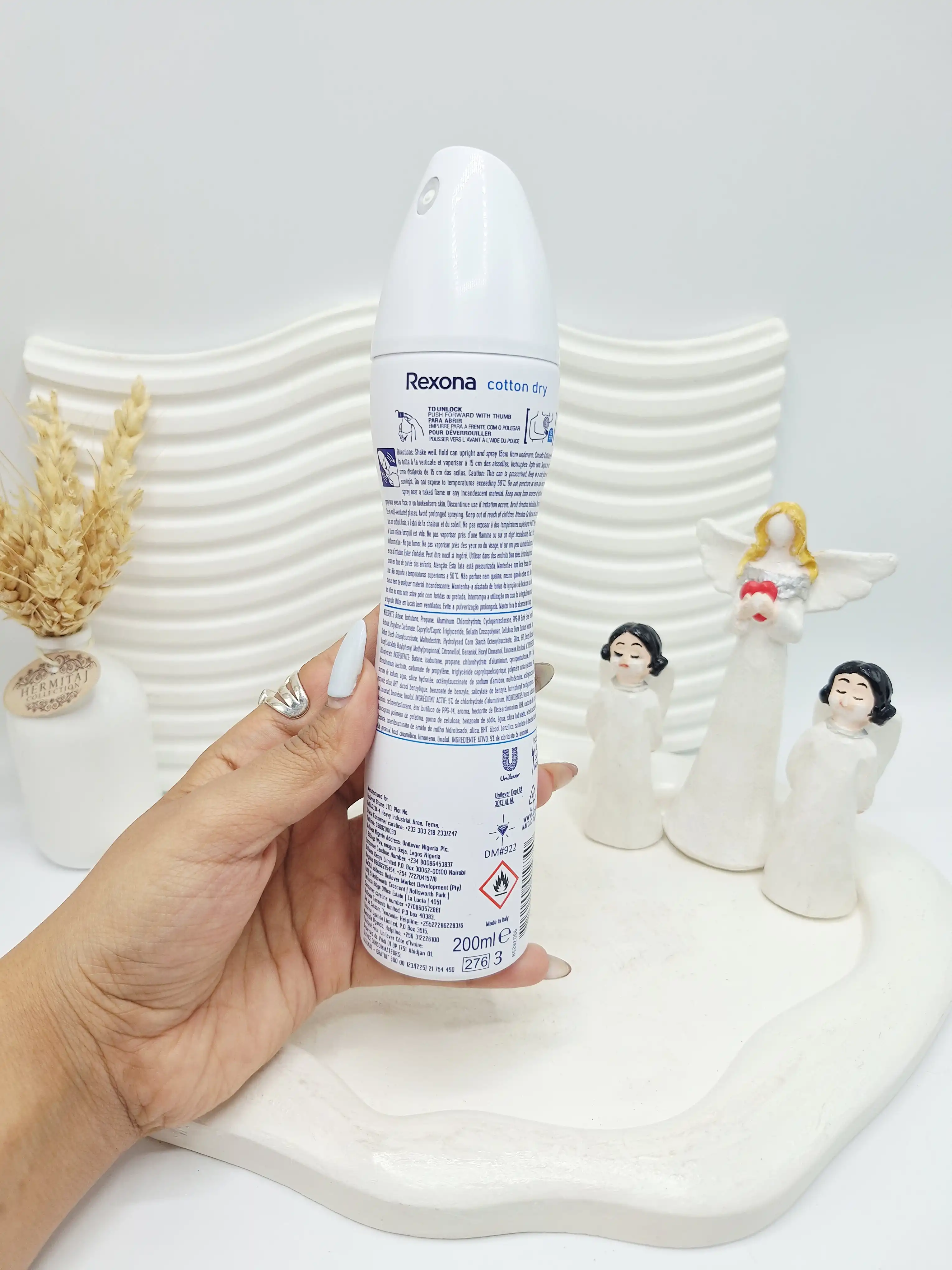 اسپری رکسونا زنانه رایحه پنبه‌ای خنک Cotton Dry ضد تعریق 48 ساعته کد ۹۷۴۰